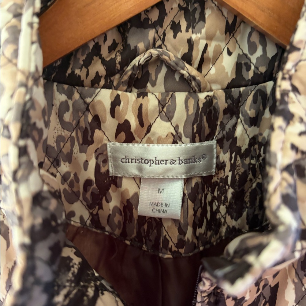 Christopher & Banks Leopard Print Quilted Jacket - Picture 2 of 3